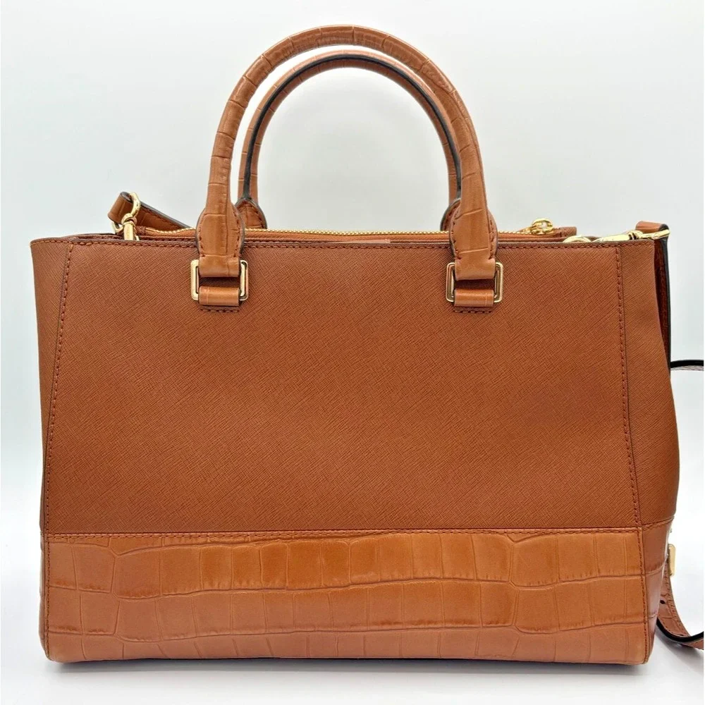 Michael Kors Kellen Crosshatch Leather‎ Satchel Medium 357GS0S6E Tote Adj Strap